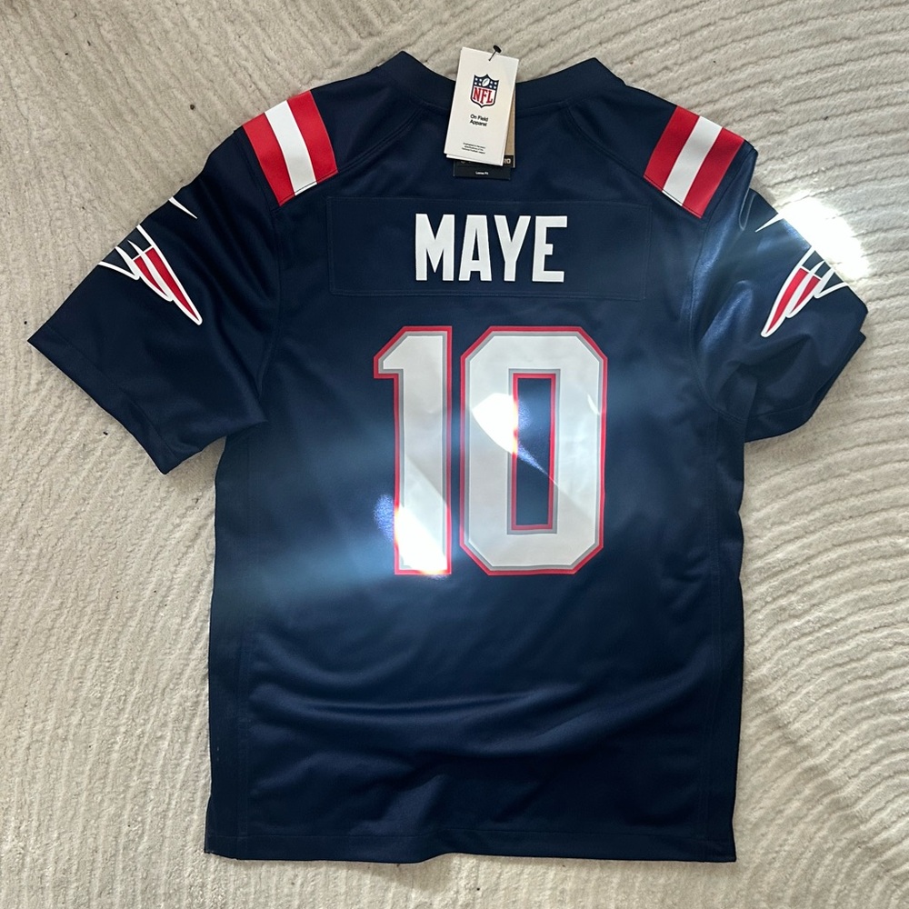 Navy Blue Jersey with Red and White Accents